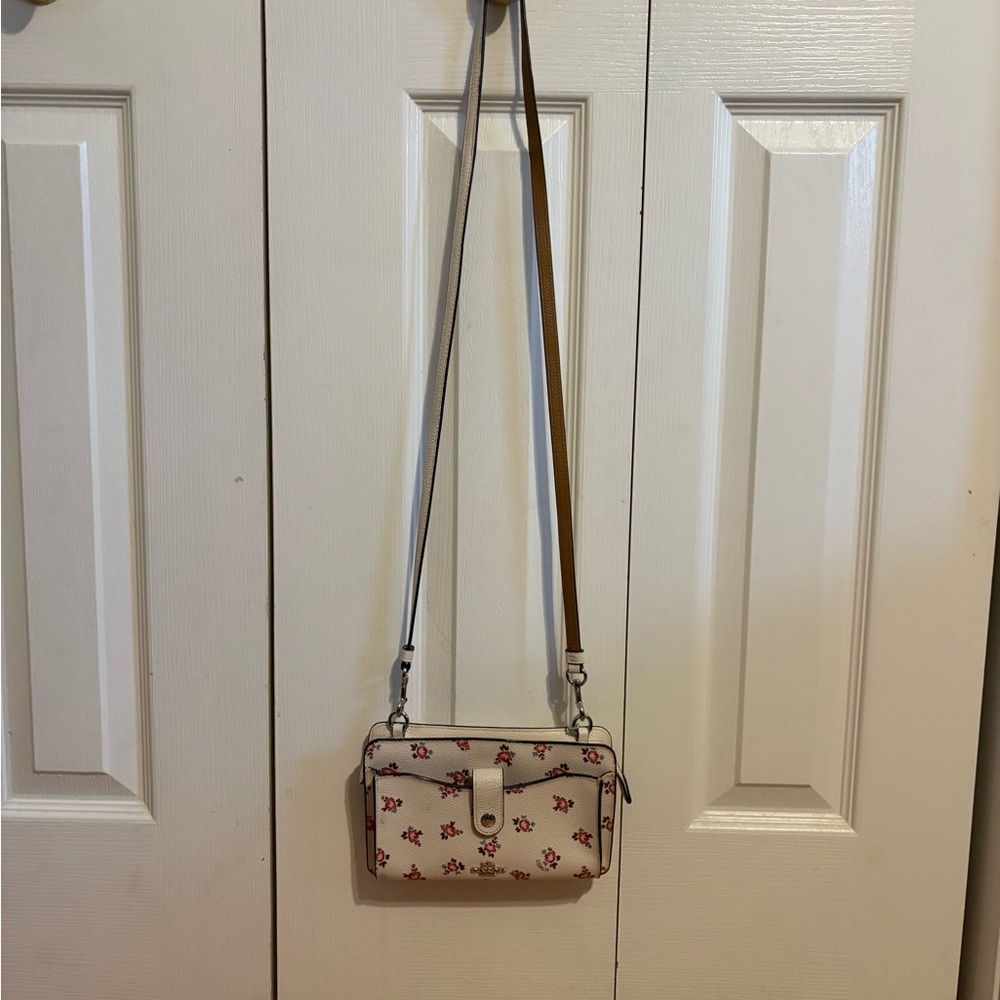 Coach Floral Crossbody Bag - Cream and Pink